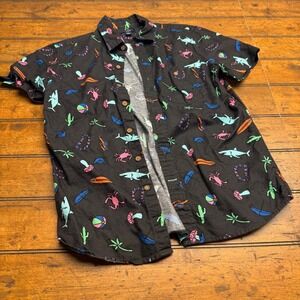 American Eagle Outfitters Mens Classic Fit Short S Button Up Black Shark Crab S